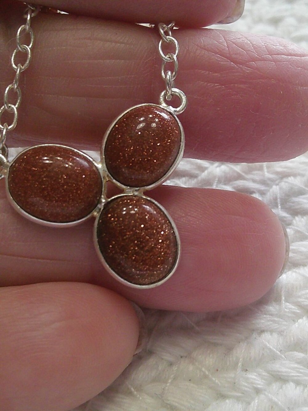 Gorgeous GOLD SUNSTONE Handmade Sterling 925 Pendant/Chain #200F
